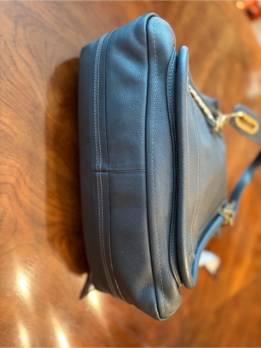 Chloe Paraty Bag in Dark Gray Leather with Gold Hardware and Charm EUC!